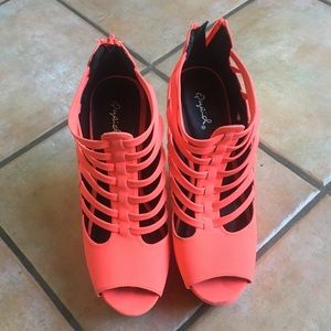 Hot Pink/Coral Wedge Shoes